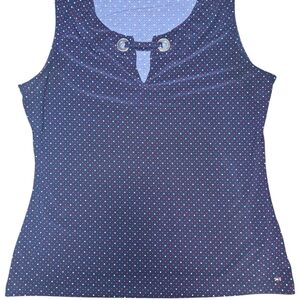 Tommy Hilfiger Sleeveless Red, White, Blue Top w Keyhole Neck